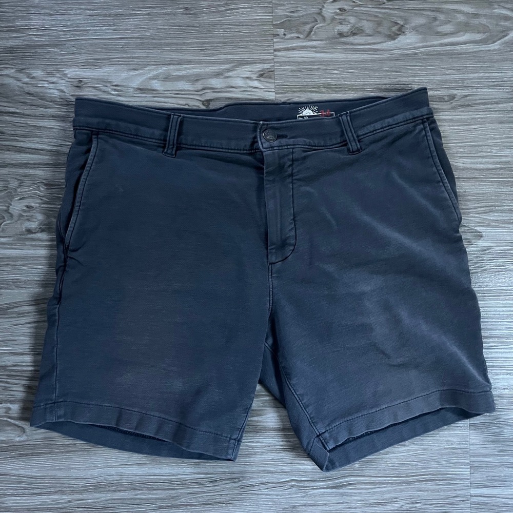 Faherty All Day Shorts Mens 34 Navy Blue Cotton Blend Stretch Flat Front MBS2314